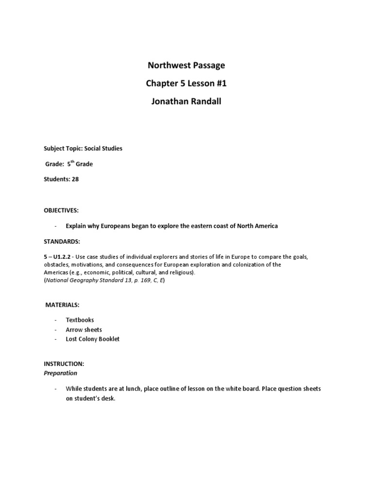 North West Passage Lesson - Jonathan Randall | PDF | Northwest Passage ...
