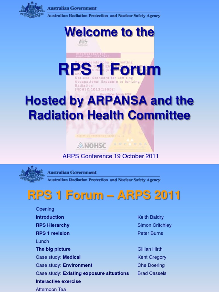 Rps 1 Forum Presentation PDF Radiation Protection Ionizing Radiation