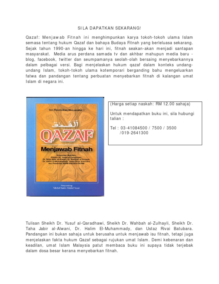 Qazaf: Menjawab Fitnah | PDF | Agama & Spiritualitas