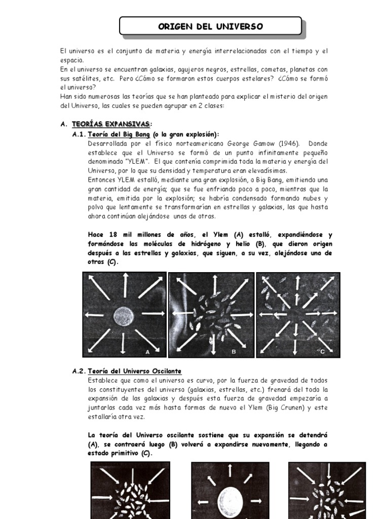Teorías sobre el Origen del Universo | PDF | Big Bang | Universo