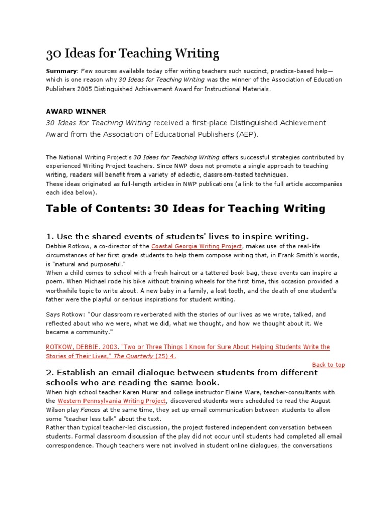 30 Ideas For Teaching Writing : Effective writing – PNSWG