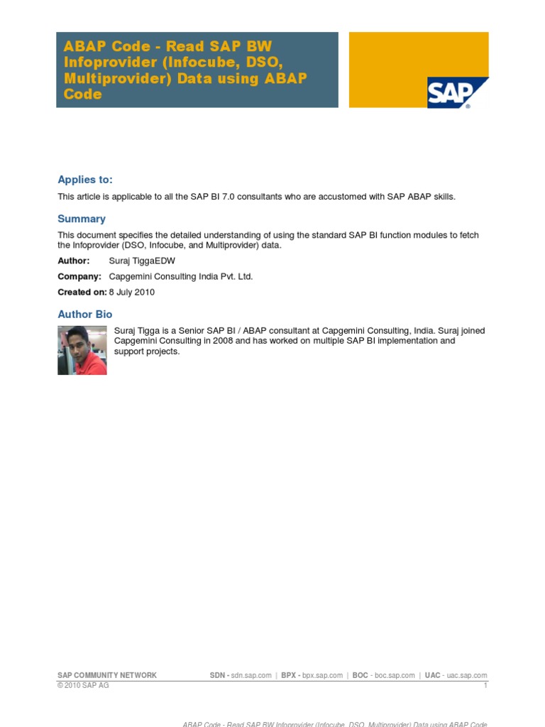 ABAP Code Read SAP BW Infoprovider (Infocube2c DSO2c Multiprovider