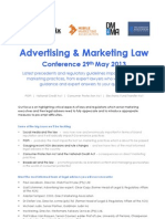 PROGRAM - Advertising & Marketing Law, 29 May 2013 (Updated 25 Feb)