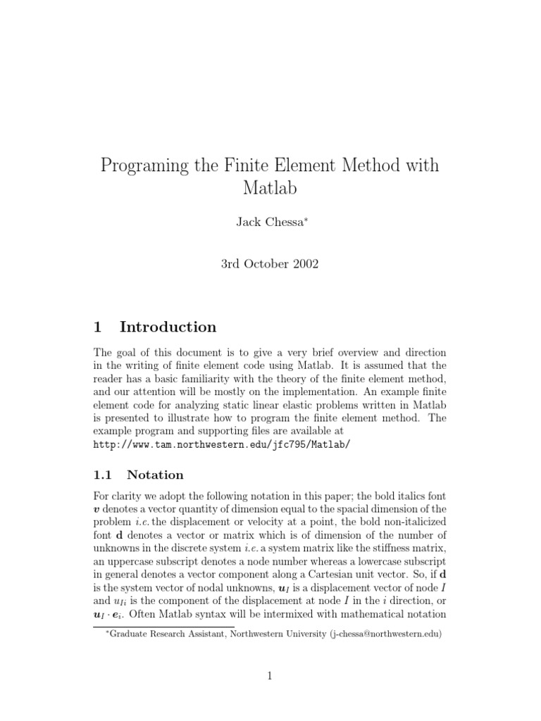Matlab Fem | PDF | Finite Element Method | Vector Space