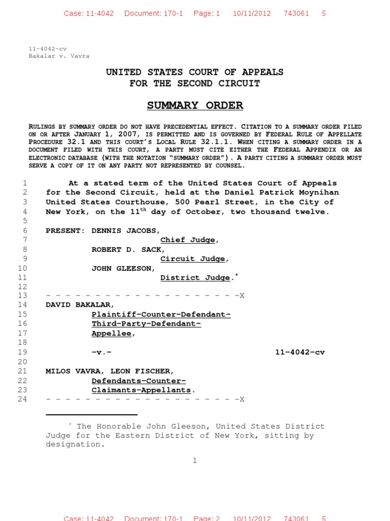 Summary Order United States Court of Appeals For The Second Circuit