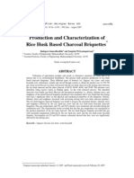 Production and Characterization of Rice Husk Based Charcoal Briquettes