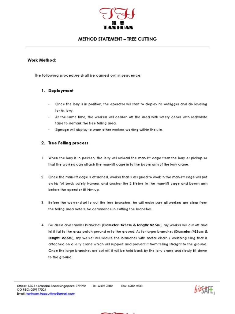 Tree Cutting Method Statement | PDF | Crane (Machine) | Trees