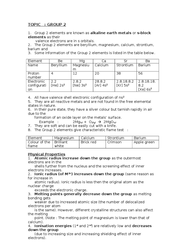 Group 2 Elements: Properties & Trends | PDF | Solvation | Ion