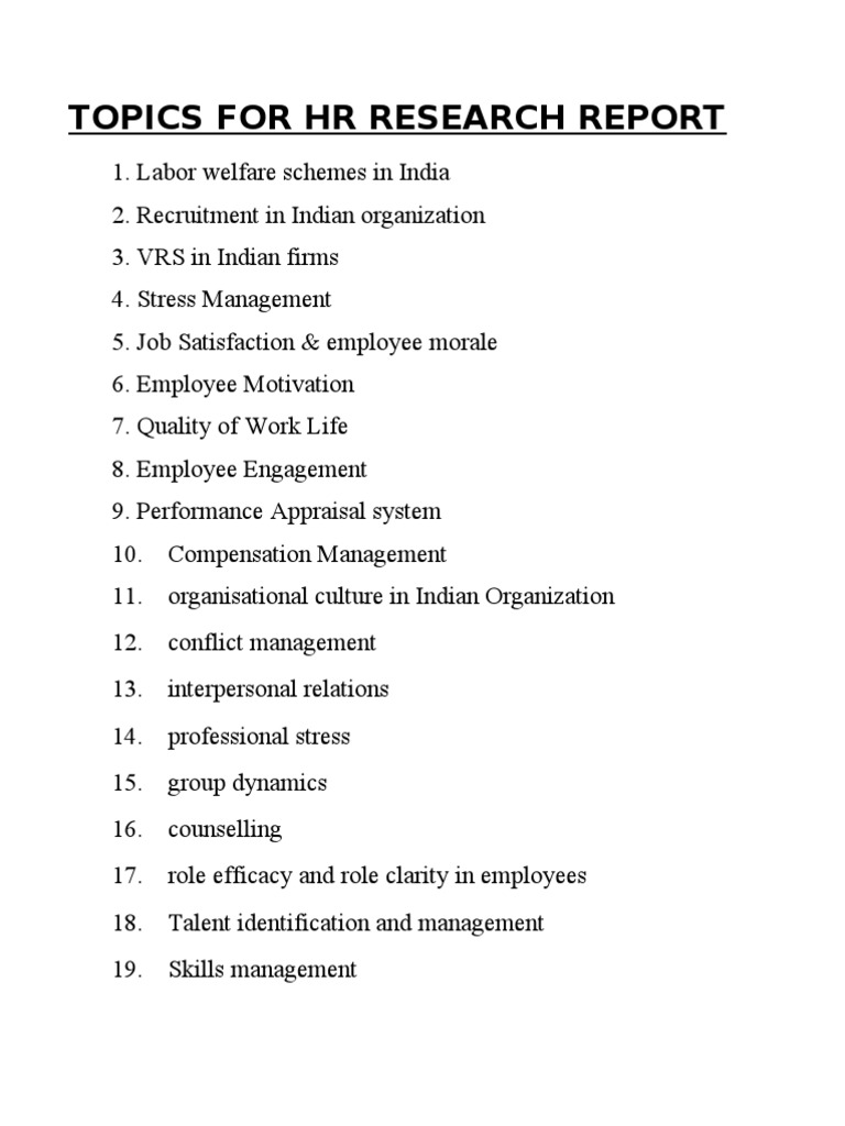 hrm research project topics