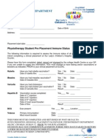 OLCHC PT Student Pre Placement Immune Status