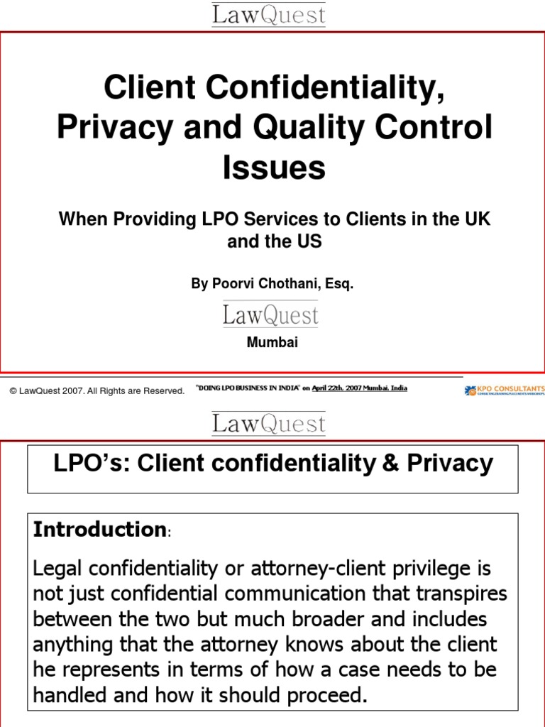 KPO Confidentiality & Privacy PDF AttorneyClient Privilege