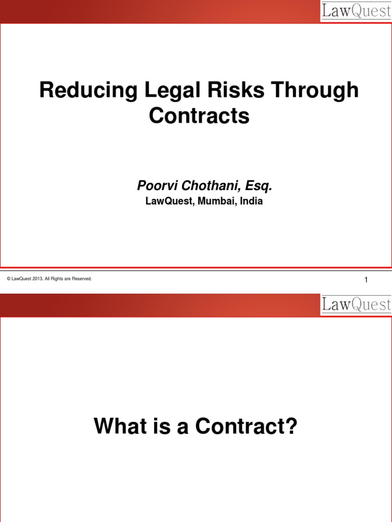 Reducing Legal Risks Through Contracts | PDF | Private Law | Business