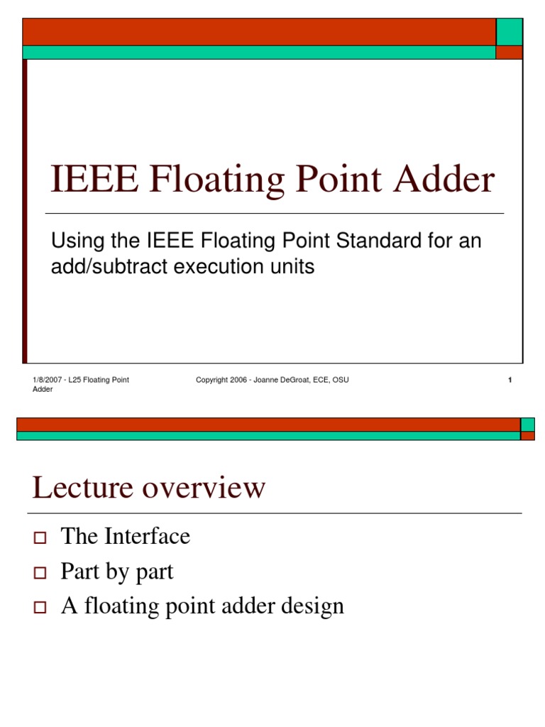 Lect 2b - IEEE Floating Point Adder Arch | PDF | Arithmetic | Teaching ...