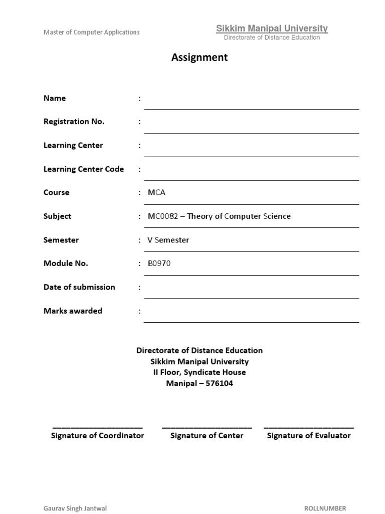 MCA Assignment on Computer Science Concepts | PDF | Vertex (Graph ...