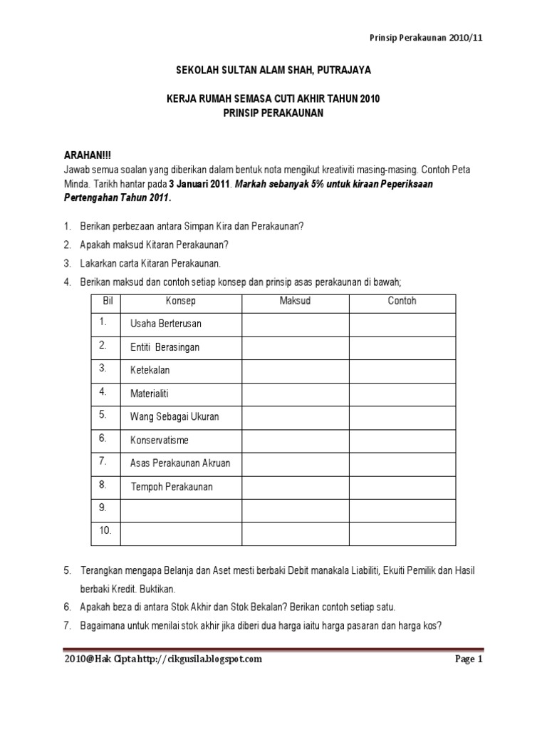 Kerja Rumah Semasa Cuti Akhir Tahun 2010 Pdf