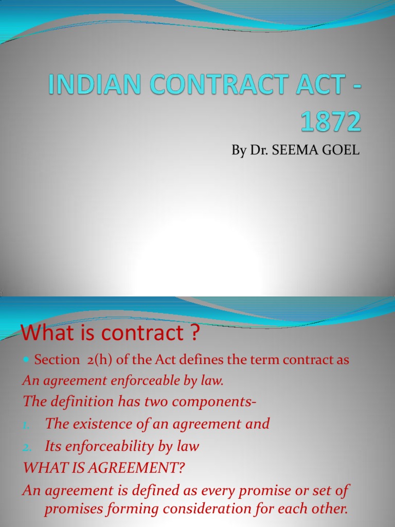 Indian Contract Act 1872 Explained | PDF | Offer And Acceptance ...