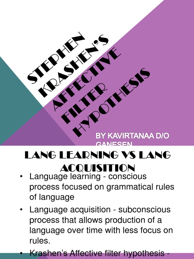 Stephen Krashen's Affective Filter Hypothesis PDF Language