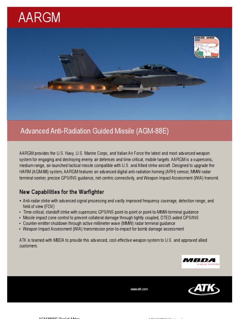 Aargm Data Sheet - Afpr 08-629 | PDF | Missile | Mc Donnell Douglas F/A ...