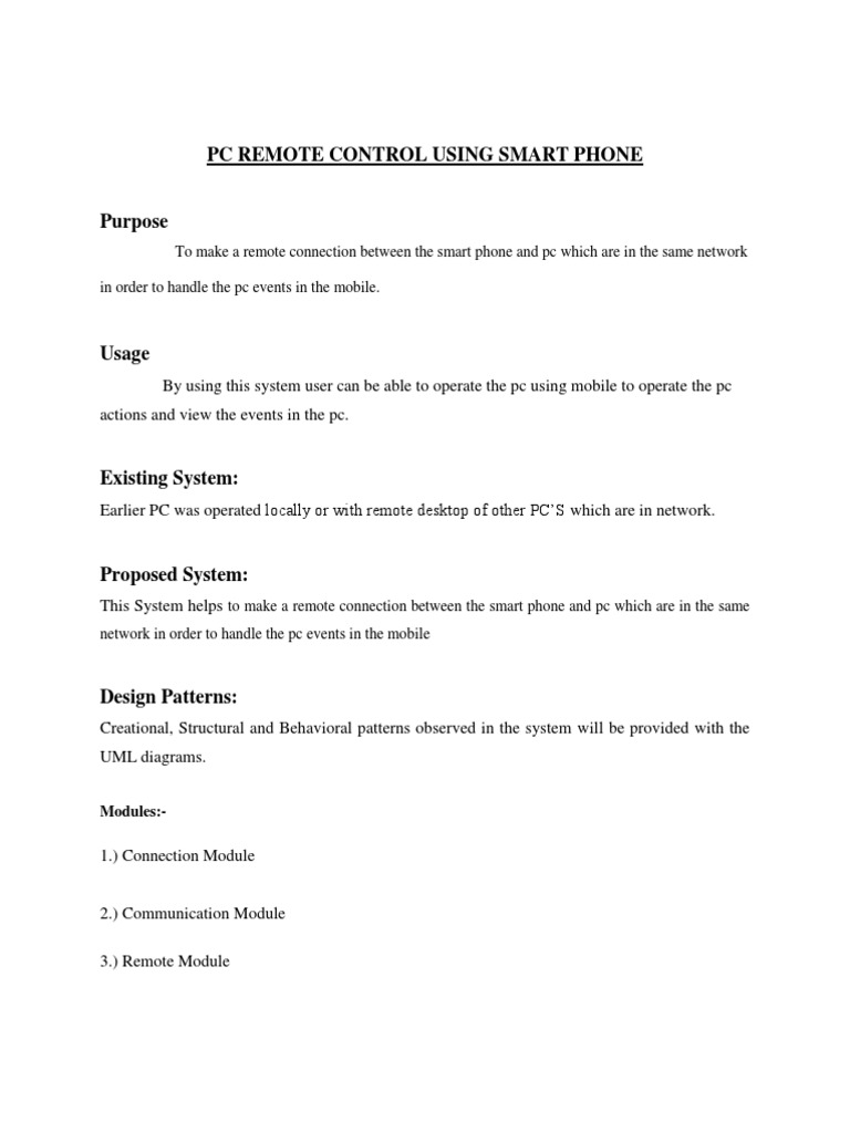 Remote PC Control via Smartphone | PDF | Personal Computers ...