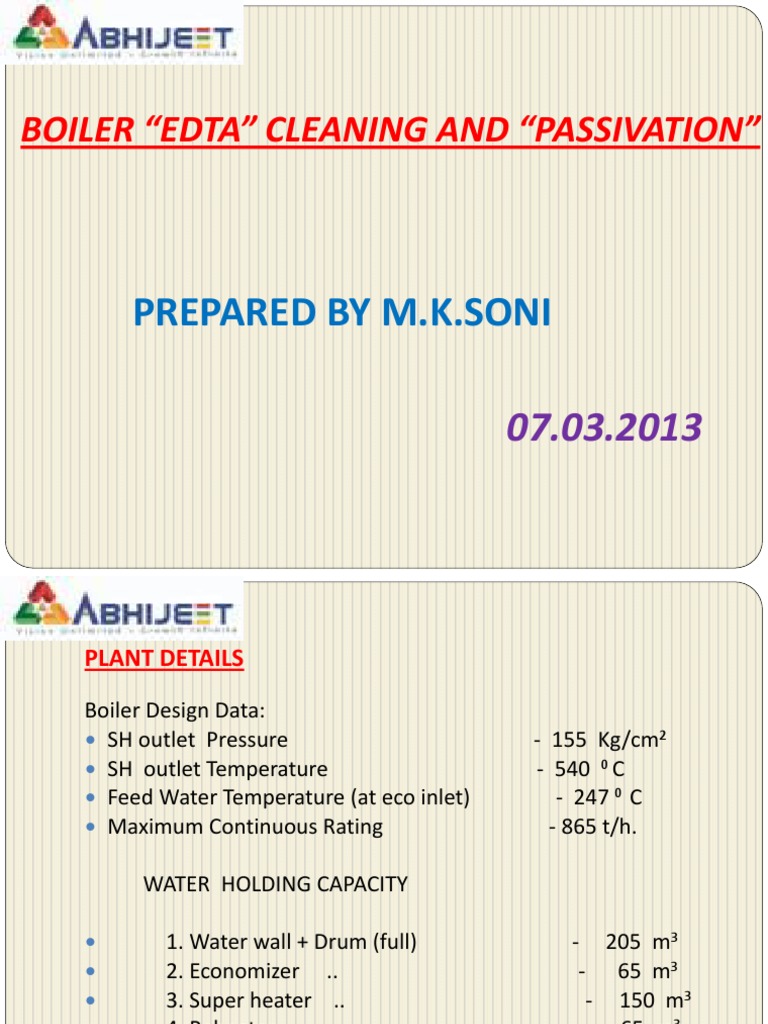 Edta Cleaning Passivation PDF Boiler Acid