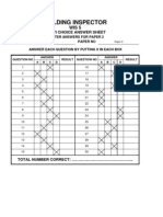 Welding Inspector: Multi Choice Answer Sheet