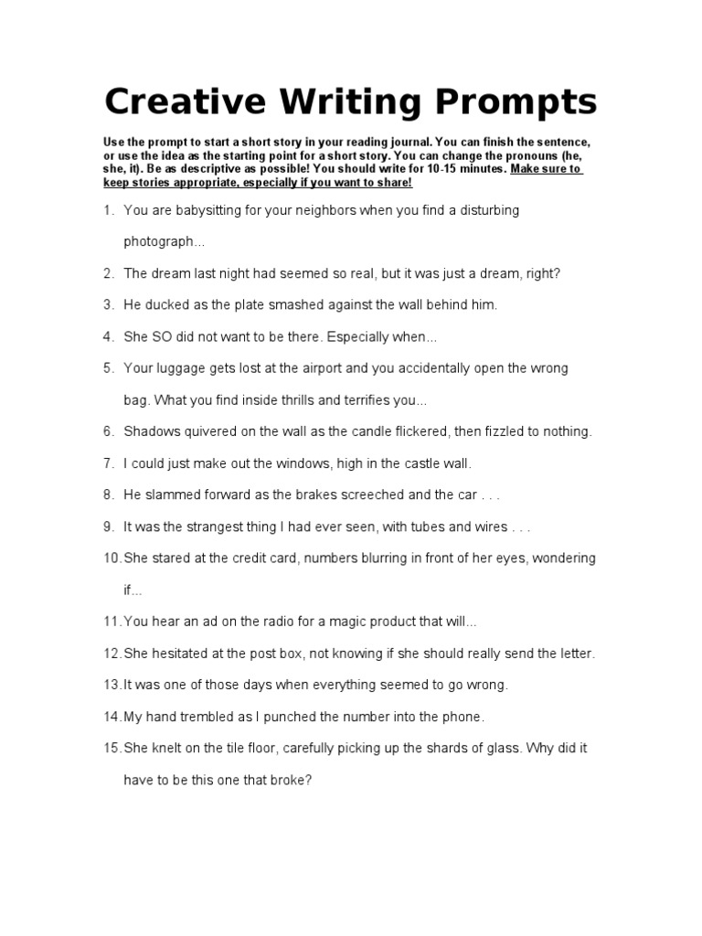 Creative writing prompts