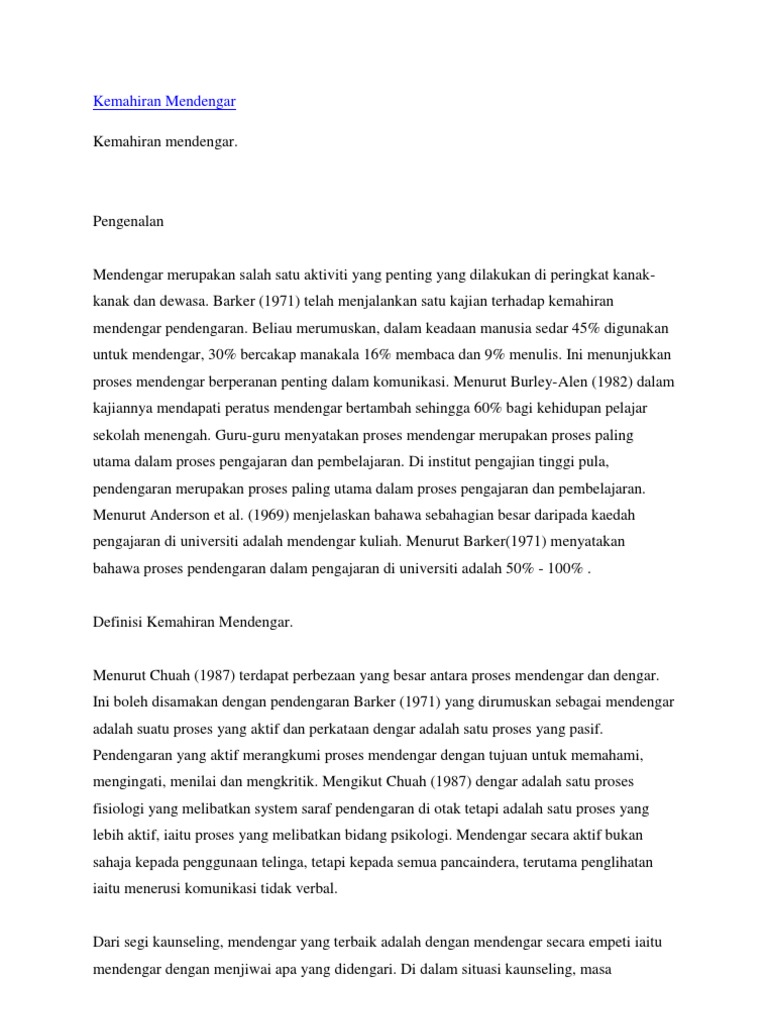 Kemahiran Mendengar Pdf