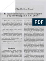 La Negacion de La Esperanza Dialectica Negativa y Experiencia Religiosa en T.W. Adorno