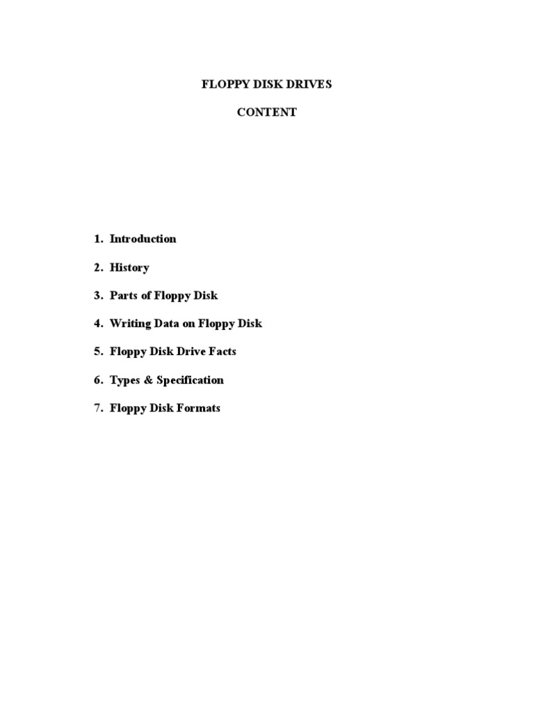 Floppy Disk Drive Overview and Specs | PDF | Floppy Disk | Disk Storage