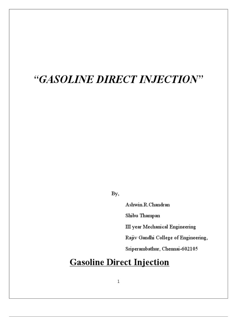 Gasoline Direct Injection. PDF Fuel Injection Engines