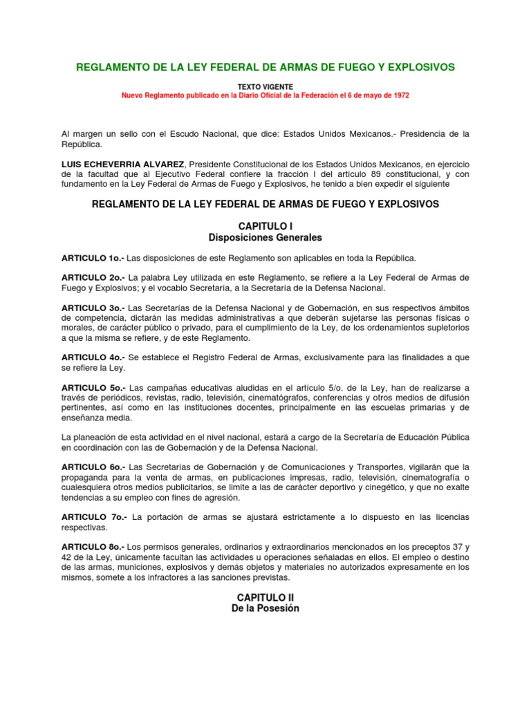 Reglamento de La Ley Federal de Armas de Fuego y Explosivos México