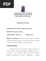 Plano-Psicologia Do Trabalho 2012.2_ Profa. Fatima Catao