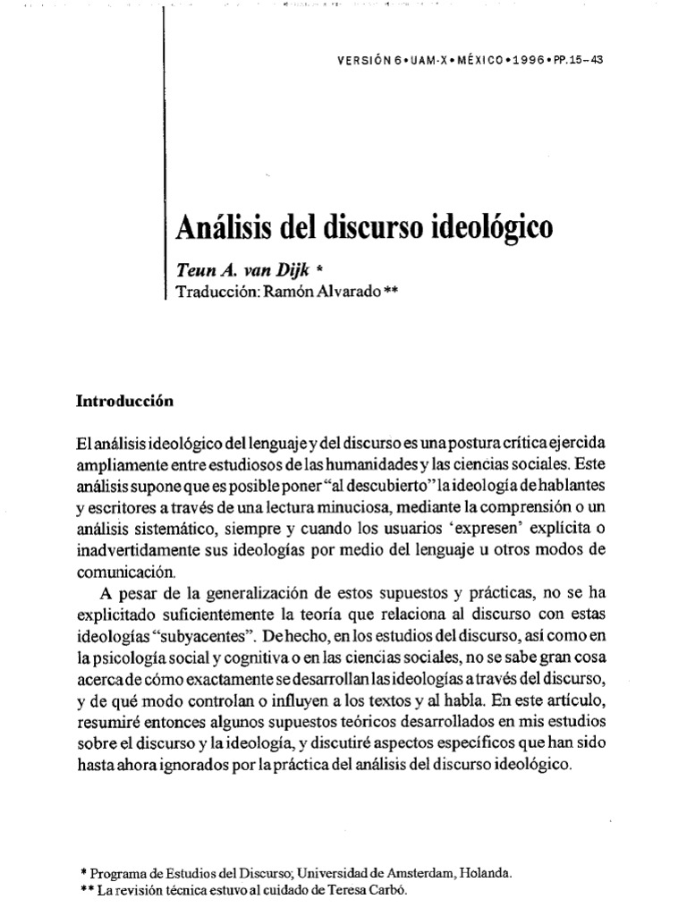 Analisis Desl Discurso Ideologico | Sociedad | Conocimiento