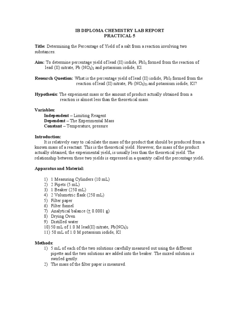 Chem Lab Report 5 PDF Mole (Unit) Filtration