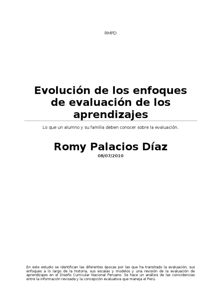 Evolución de la Evaluación Educativa | PDF | Evaluación | Toma de ...