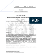Ley 320 Declaración A Las Aguas Del Silala Recurso Natural Estratégico de Bolivia, Ubicadas en La Provincia Sud Lípez Del Departamento de Potosí
