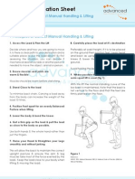 Patient Information Sheet: 9 Principles of Correct Manual Handling & Lifting