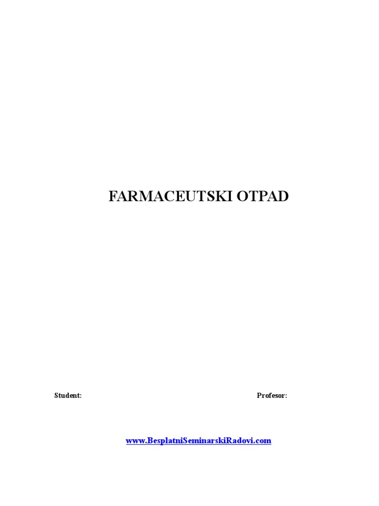 Farmaceutski Otpad | PDF