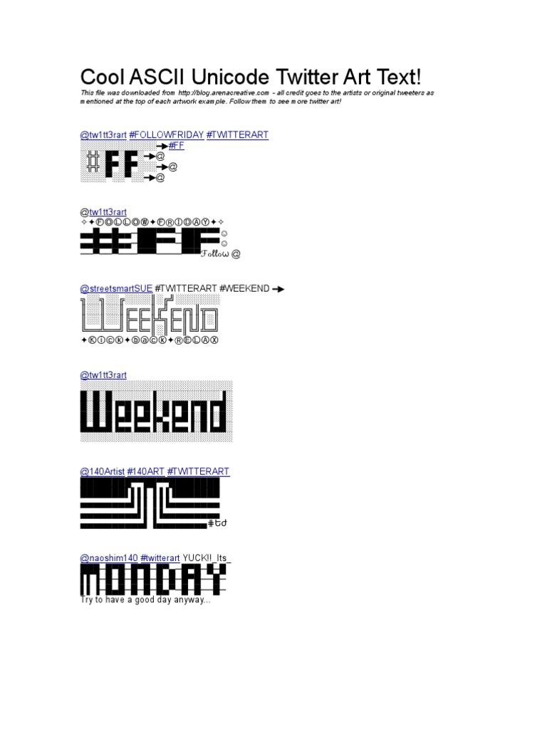 Cool ASCII Unicode Twitter Text Art | PDF