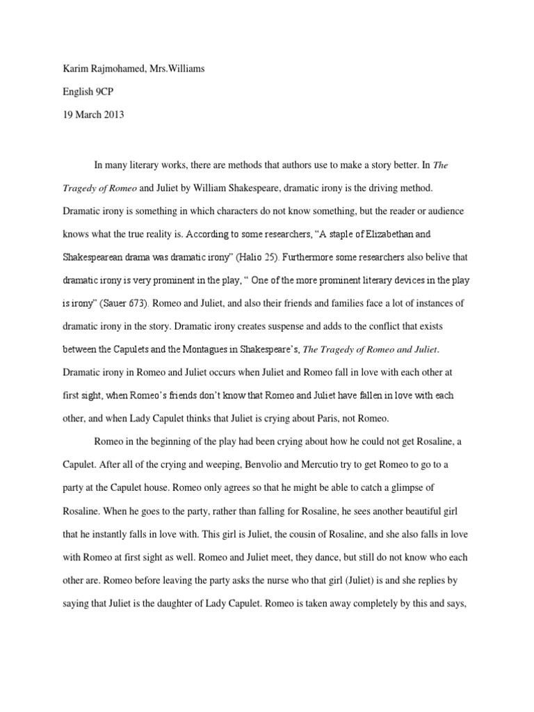 5 paragraph essay on romeo and juliet