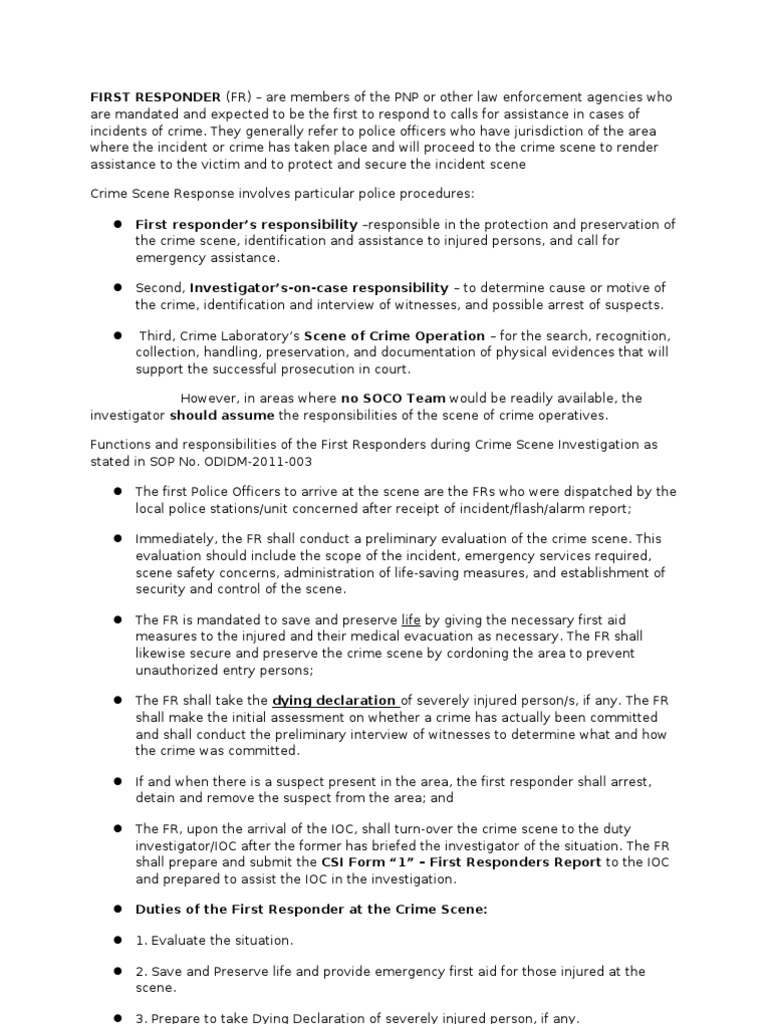 First Responder | Pdf | Crime Scene | Forensic Science