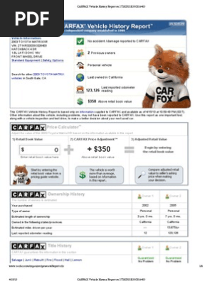 carfax vehicle history report on 2t1kr32e33c026403