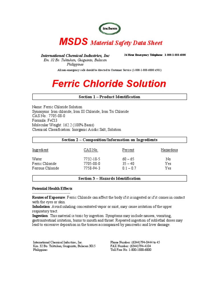 fecl3_msds Sodium Hydroxide Personal Protective Equipment