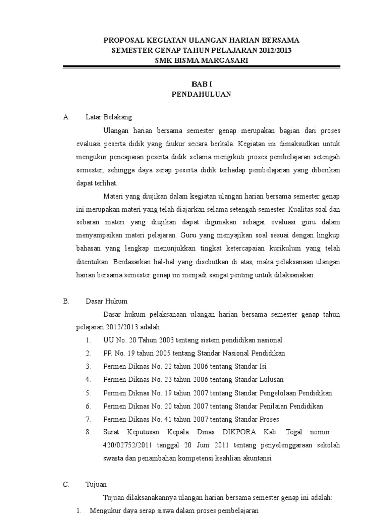 Ulangan Harian Bersama SMK Bisma Margasari | PDF