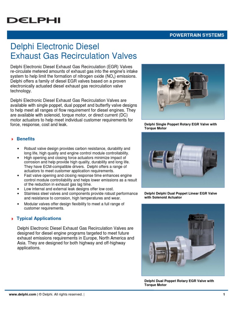 Electronic Diesel Exhaust Gas Recirculation Valves PDF PDF Diesel