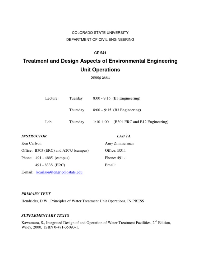 CSU Environmental Engineering Unit Operations | PDF | John Wiley & Sons ...