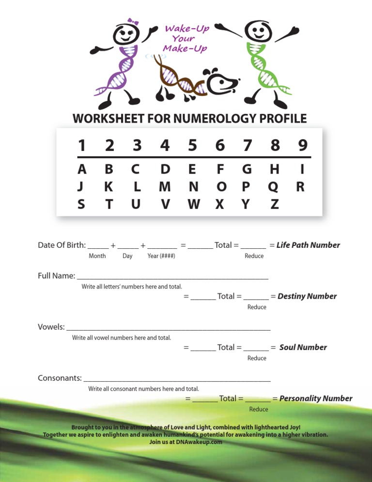Printable Numerology Worksheet