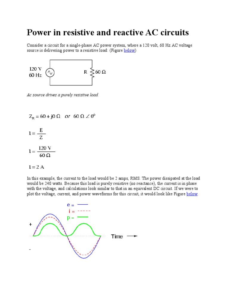 Power in Resistive and Reactive AC Circuits | Ac Power | Capacitor