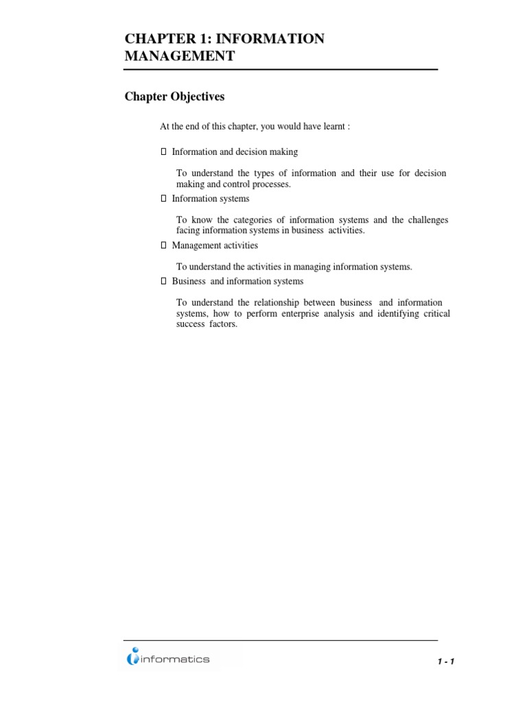 Chapter 1: Information Management | PDF | Information System ...