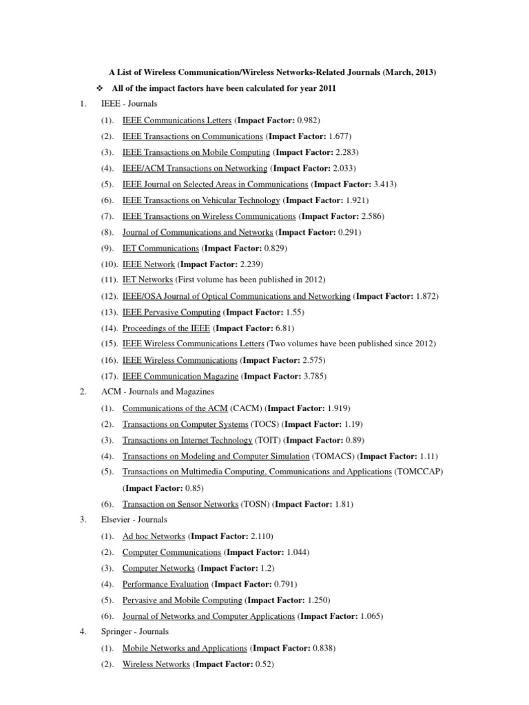 A List of Journals | Institute Of Electrical And Electronics ...